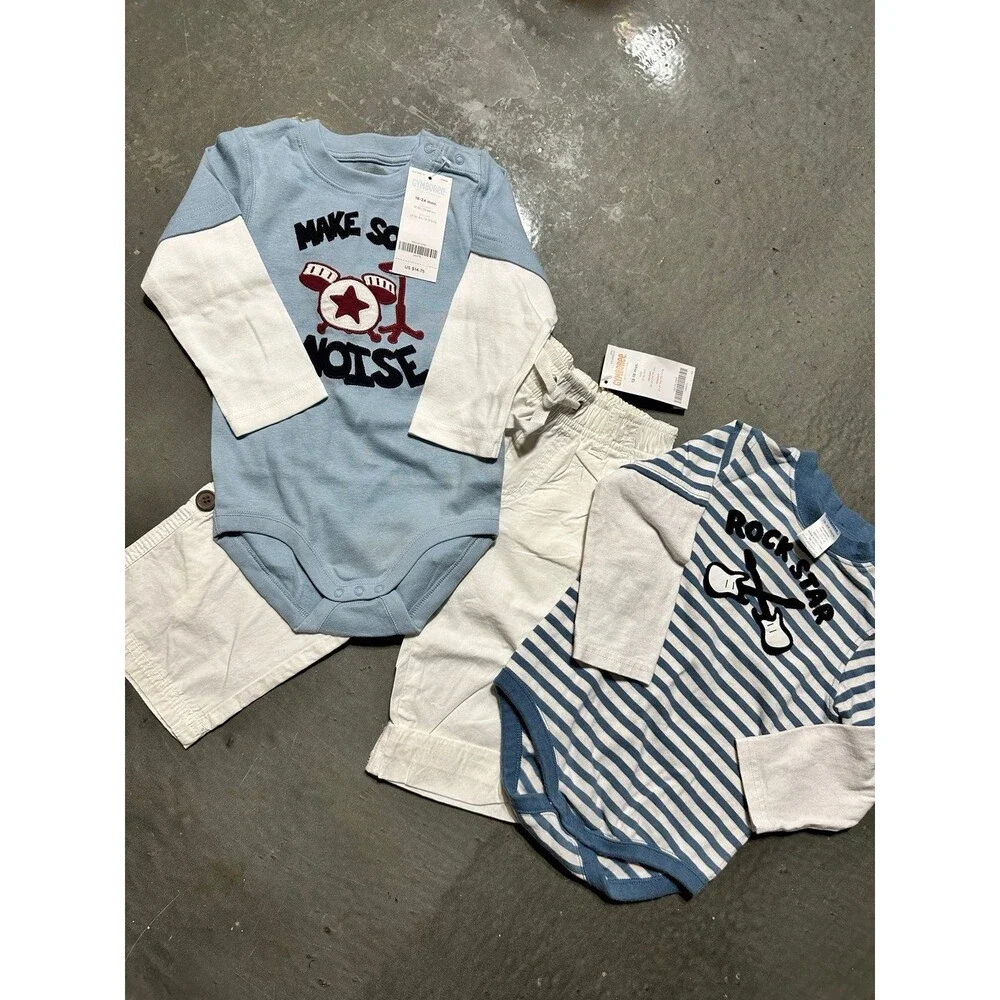 NEW Vintage Gymboree Lot Rockstar Make Noise Gymbo Shirts Pants 3p Bundle 12-18